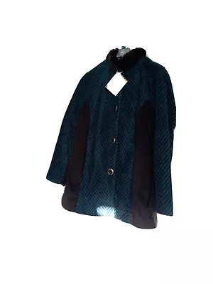 Buy Bnwt Ladies Jacket Fur Collar Green Stripe /black • 25£
