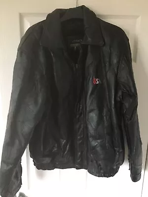 Buy Vintage Legacy USA American Flag Black Leather Jacket Size XL • 60£