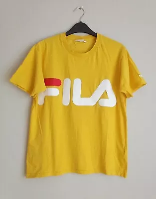 Buy Fila Big Logo Womens Yellow T-shirt Size S • 5.95£