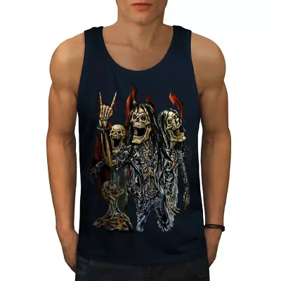 Buy Wellcoda Skeleton Rock Band Mens Tank Top, Heavy Active Sports Shirt • 15.99£