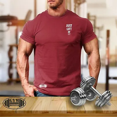 Buy Just Lift It T Shirt Pocket Gym Clothing Bodybuilding Training Workout Men Top • 10.99£