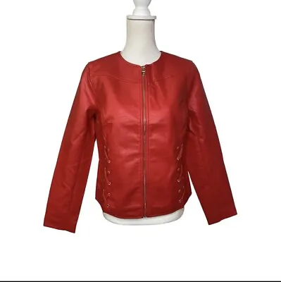 Buy Colleen Lopez Red Faux Leather Jacket Women’s Size Small NWT • 33.71£