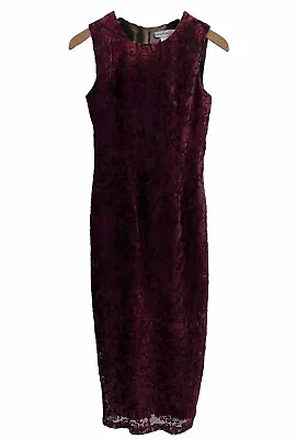 Buy Rampage USA Vtg 90s Burgundy Velvet Burnout Floral Dress Gothic Grunge Size 3 • 34.10£