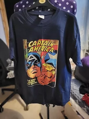 Buy Captain America T-shirt  By Marvel Navy Blue Size 16 • 7£