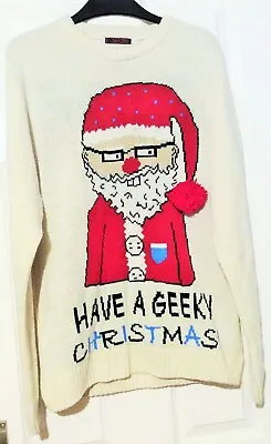 Buy Mens Geek Nerd Christmas Jumper Day Top Medium Chest 38-40 Cream A.I. Tech Maths • 9.75£