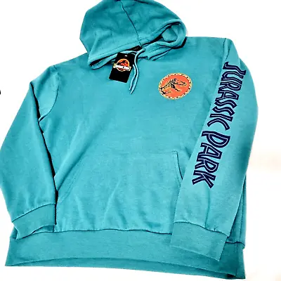Buy Jurassic Park Hoodie Men Size 3XL Blue Teal Licensed Jurassic World Logo Jumper • 35.39£