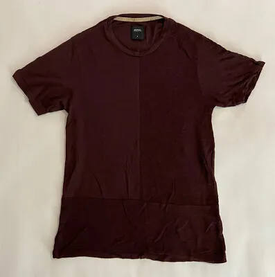 Buy Mens BURTON MENSWEAR Crew Neck Short Sleeve T Shirt UK S In Two-tone Burgundy • 2.10£