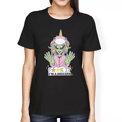 Buy 1Tee Womens Loose Fit Alien Unicorn  T-Shirt • 7.99£