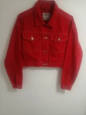 Buy Denim Womens Red Jeans Jackets Cotton Ladies Size UK 8 In Great Condition • 19.99£