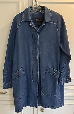 Buy Vintage Eddie Bauer Jacket Women's Large Blue Jean Denim Coat Chore Barn Button • 38.56£