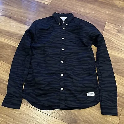 Buy Adidas Original Mens Black Green Camouflage Long Sleeve Shirt Size S • 17.98£