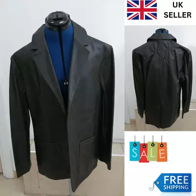 Buy Men Vintage Real Leather Soft Gent Jacket Patch Pocket Brown CasualTop Size L UK • 51.99£