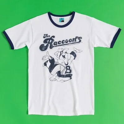 Buy Official The Raccoons Bert White Ringer T-Shirt : S,M,L,XL,XXL,3XL • 22.99£