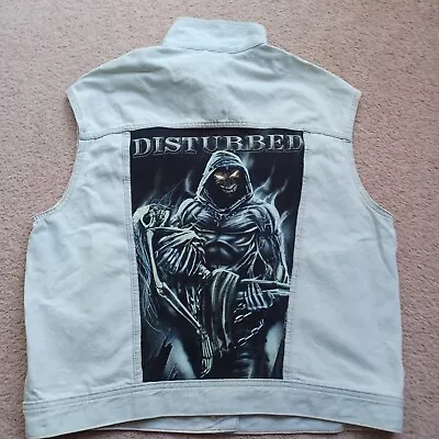 Buy Disturbed Heavy Metal Denim Battle Jacket Vest Size L • 40.99£