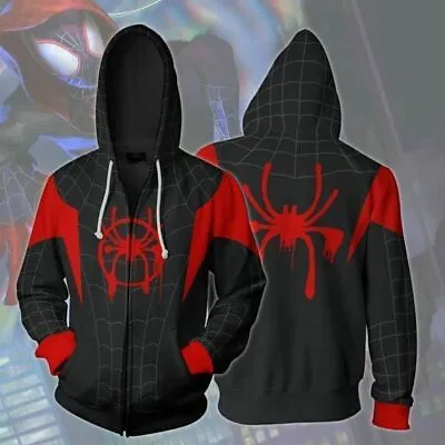Buy Spiderman Into The Spider Verse Miles Morales Cosplay Zipper Hoodie Coat Sweater • 27.36£