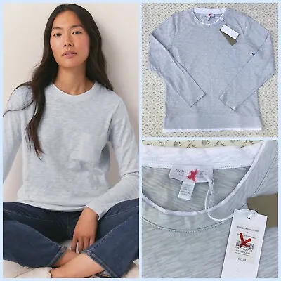 Buy NEW White Company Organic Double Layer Top 12 £55 CURRENT SEASON Blue Jersey Tee • 42.99£