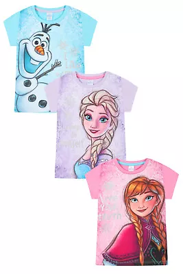 Buy Disney Frozen 3 Pack Girls T-Shirts Elsa, Anna, Olaf Kids Multipack • 15.99£