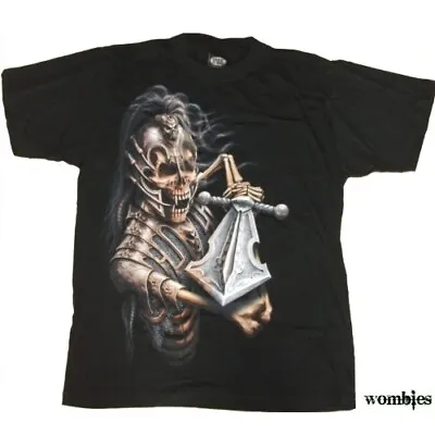 Buy Spiral Wrath Warrior XL Mens T Shirt Top New Short Sleeve Black Skeleton Sword • 17.99£