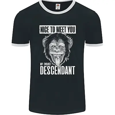 Buy Chimp Evolved Descendant Funny Monkey Ape Mens Ringer T-Shirt FotL • 8.99£