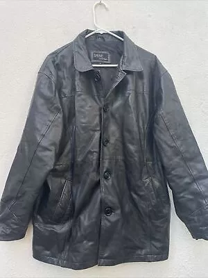 Buy Jack Ashore Goat Leather Jacket Mens Large Black Button Up Hip Length  70s Retro • 16.99£