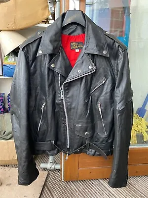 Buy Vintage SARDAR Biker Leather Jacket Motorcycle Zips Black Punk Rock Perfecto 42 • 125£