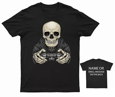 Buy Skeleton Playing The Games T-Shirt Gamer Gaming Personalized Gift Custom Name Me • 12.95£