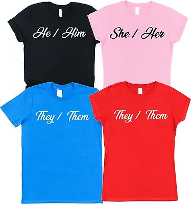 Buy Pronouns T-Shirt LGBTQ Gender Identity Pride Him Her Them He She They Queer • 15.95£