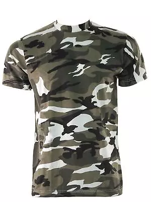 Buy Mens Camouflage Short Sleeve Camo T-Shirt Army Military Hunting Fishing • 8.95£