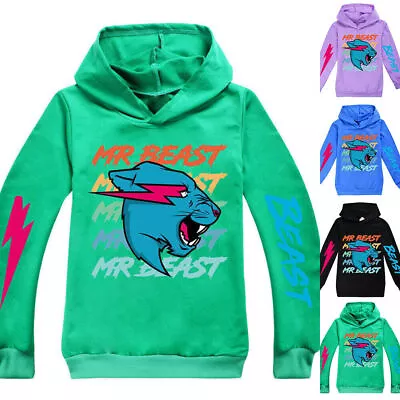 Buy Mr Beast Kid Boys Girls Hoodie Hooded Sweatshirt Long Sleeve Pullover 7-14 Years • 13.24£