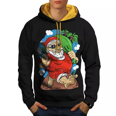 Buy Wellcoda Santa Holidays Mens Contrast Hoodie, Christmas Casual Jumper • 30.99£
