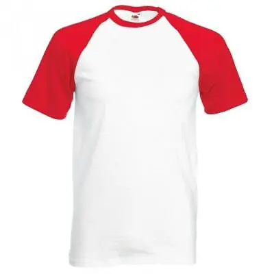 Buy Fruit Of The Loom Baseball Tee Top Short Sleeve Cotton T-Shirt Multicolour • 7.30£