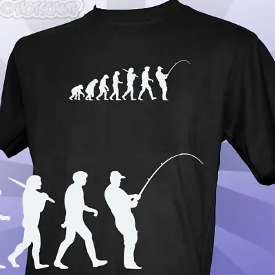 Buy Evolution Of A Fisherman Angler Mens Fishing T-Shirt • 13.99£