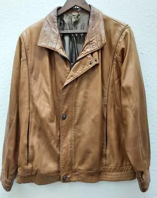 Buy Mens VINTAGE COUNTY COATS Brown Leather Jacket Very Worn Size L CG B51 • 6.39£