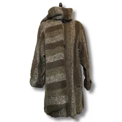 Buy Women Jacket Brown Scarf Collar Wool Cardigan Female Coat Size 38 • 38£