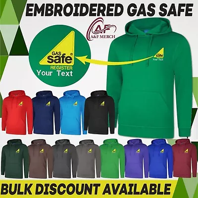 Buy Embroidered Personalised Your Text Gas Safe Register Hoodie Plumber Work Staff • 18.99£