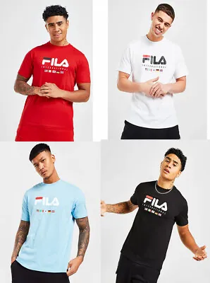 Buy Fila Men Crew Neck Flag Logo Cotton Jersey Basic T Shirt Top Tee Tshirt XS-2XL • 12.99£