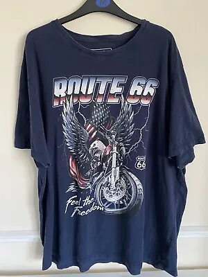 Buy Men’s Route 66 Feel The Freedom T Shirt Motor Bike Eagle Navy Size 3XL F&F Tesco • 12.99£