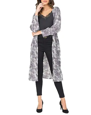 Buy Duster Kimono Jacket Lightweight - Light Duster Coat - Snake Print Grey - Size S • 5£