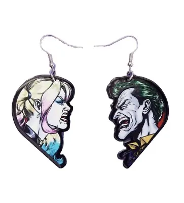 Buy Harley Quinn & The Joker Earrings Acrylic Villains Fashion Jewellery Accessory • 4.99£