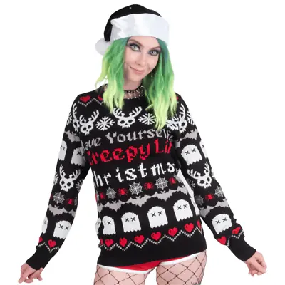 Buy Creepy Lil Christmas Knit Sweater Plus Size Too Fast Goth Alternative Jumper • 59.99£