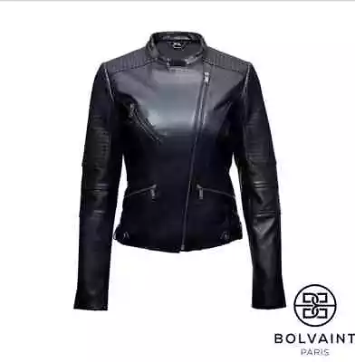 Buy Bolvaint Aeris Genuine Lambskin Leather Black Moto Jacket- Womens Small • 401.61£