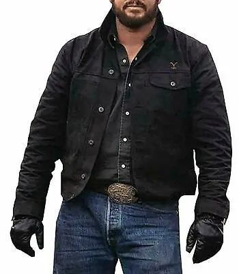Buy Men's Yellowstone Cole Hauser Rip Wheeler Stylish Denim Black Cotton Jacket • 54.99£