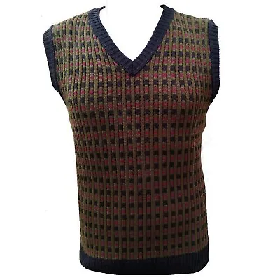 Buy Mens Unisex Women Vest Tanktop Vintage Sleeveless Knitted Knit Retro Jumper • 29.99£