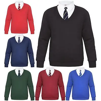 Buy Kids Girls Boys Scouts School Uniform V Neck Jumper Single & 2 Pack Sweatshirt • 8.99£