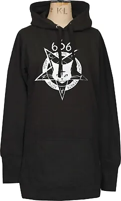Buy Womens Satanic Cat Hoodie Dress 666 Gothic Kitty Pentagram Devil Occult • 34.50£