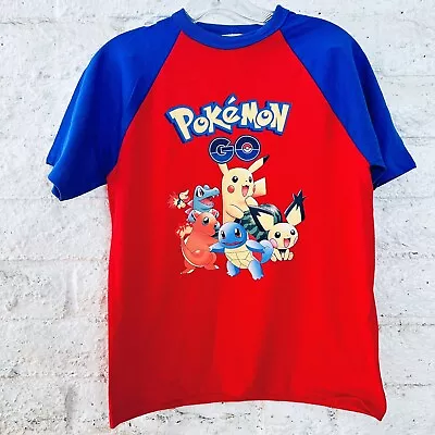 Buy Pokémon Boys Shirt Size M Blue Red Pikachu Squirtle Short Sleeve • 11.81£