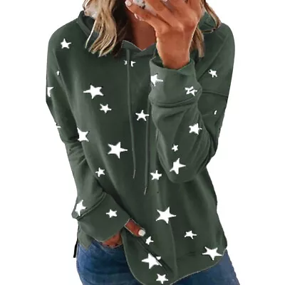 Buy Women Hoodie Star Printed Casual Autumn Winter Pullover Loose Long Sleeves Soft • 12.64£