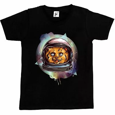 Buy Smiling Happy Fluffy Cat Wearing Spacesuit In Space Kids Boys / Girls T-Shirt • 5.99£