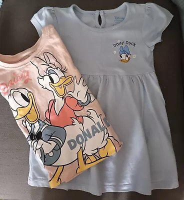 Buy Disney Primark Baby Girl Daisy Donald  Duck T Shirt And Dress Summer 6 9 12 Mths • 1.99£