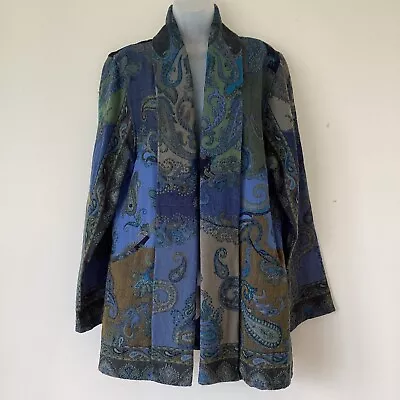 Buy House Of Bruar Pashmina Jacket Blue  Paisley 12/14 BNWT RRP £175 • 80£